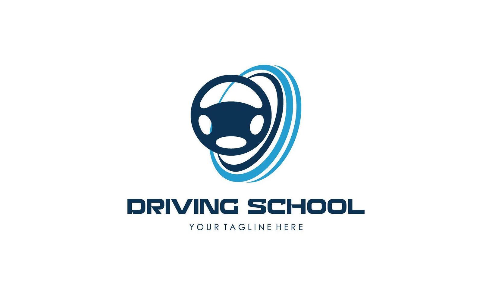 Driving school logo template. Steering wheel logo vector