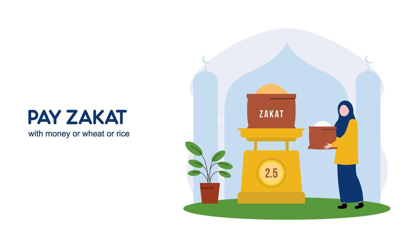 Pay Zakat or online Zakat application for Ramadan concept vector