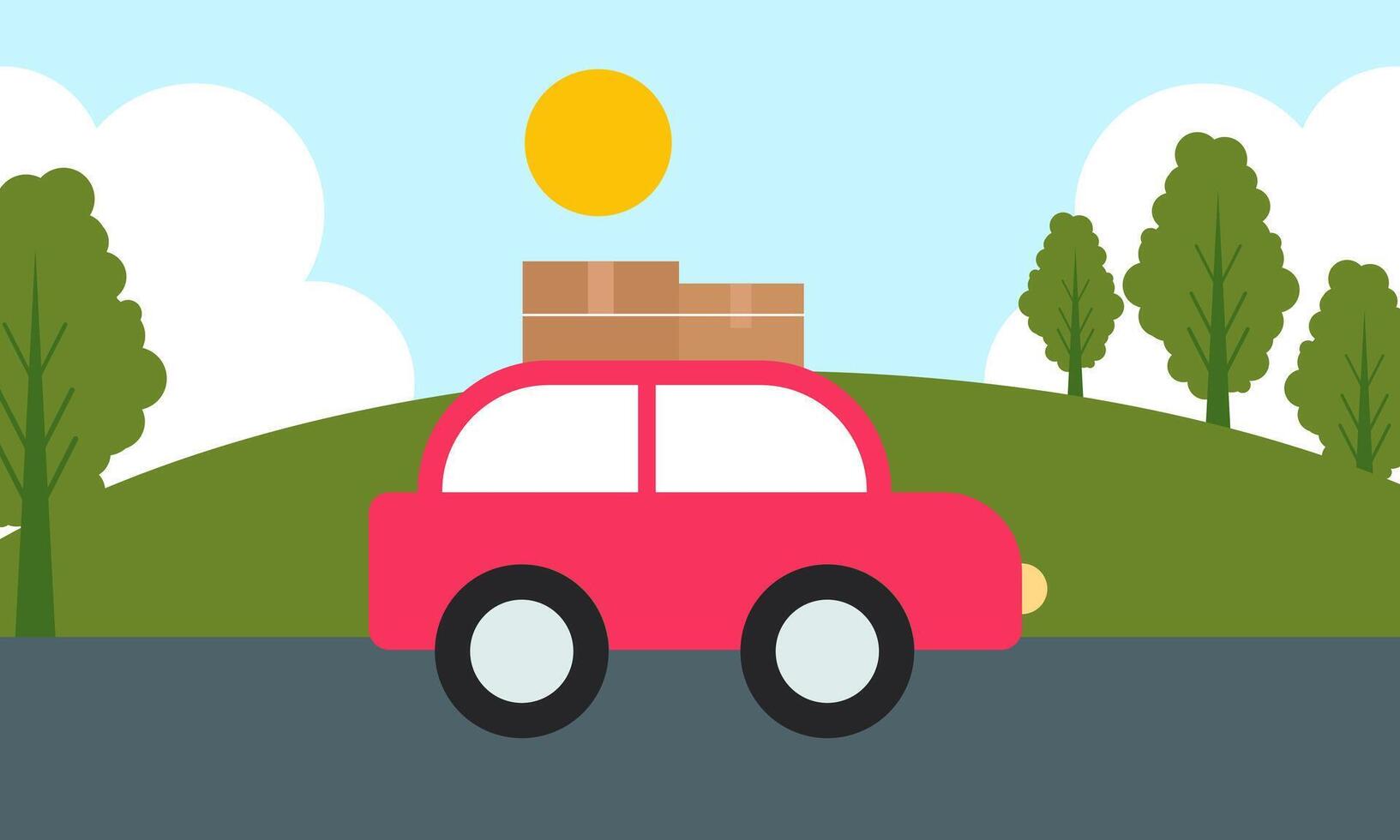 Muslim Family In Car Trip to Hometown during Eid Mubarak Celebration vector