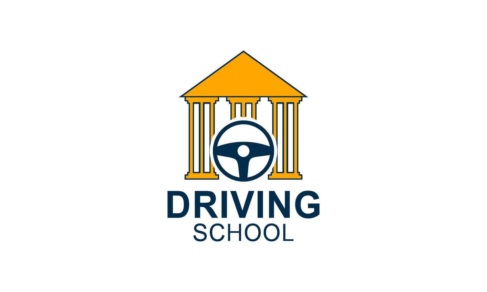 Driving school logo template. Steering wheel logo vector