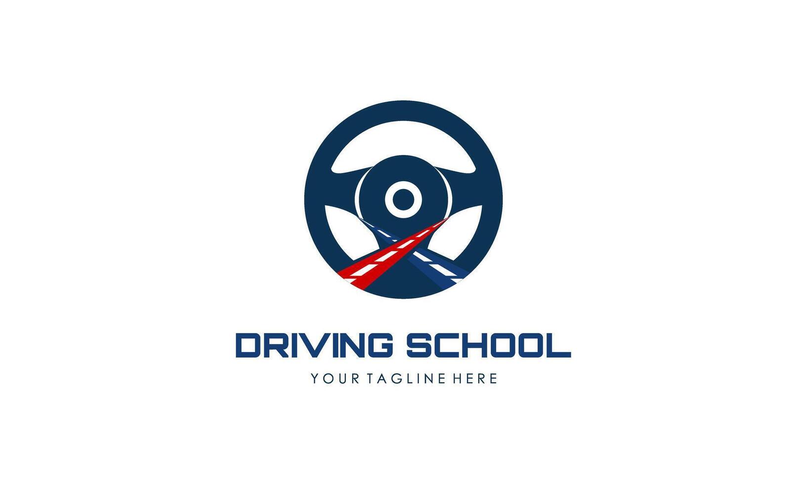 Driving school logo template. Steering wheel logo vector