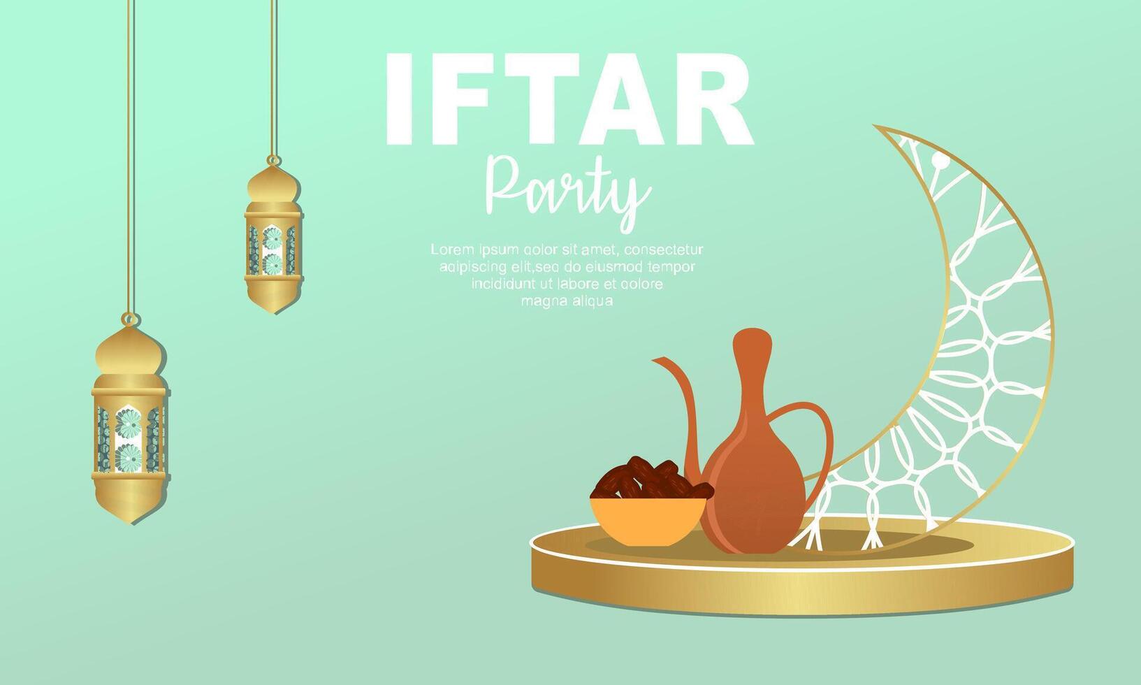 Iftar party celebration concept flyer vector illustration