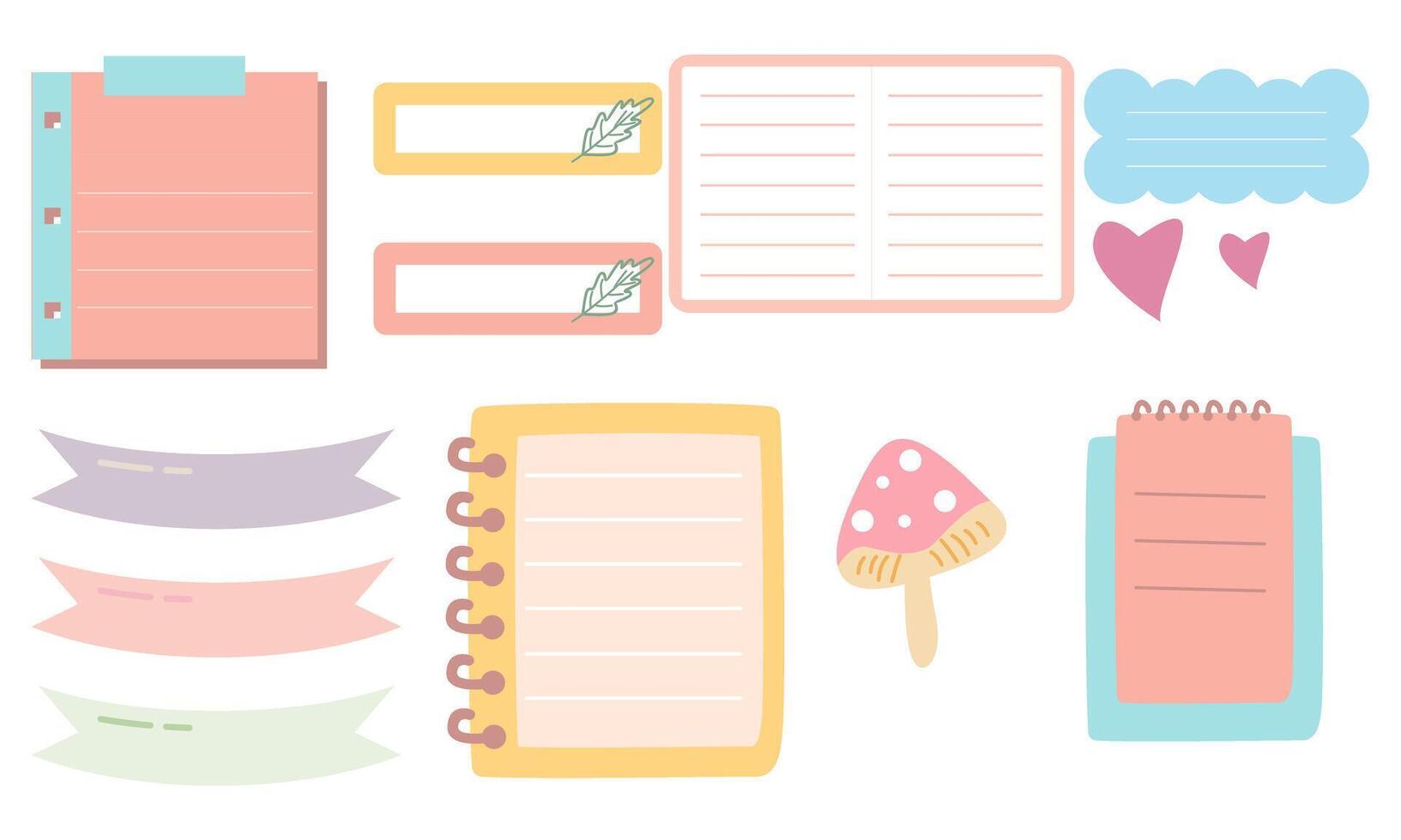Cute hand drawn planner, journal, notepad, paper vector illustration