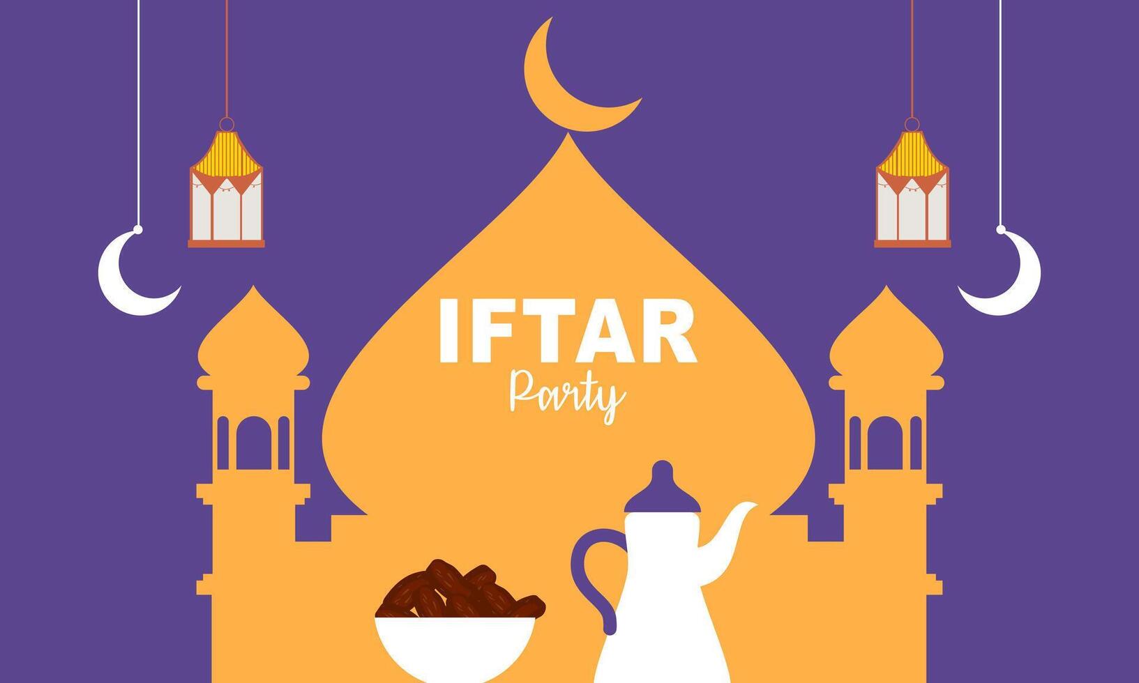 Iftar party celebration concept flyer vector illustration