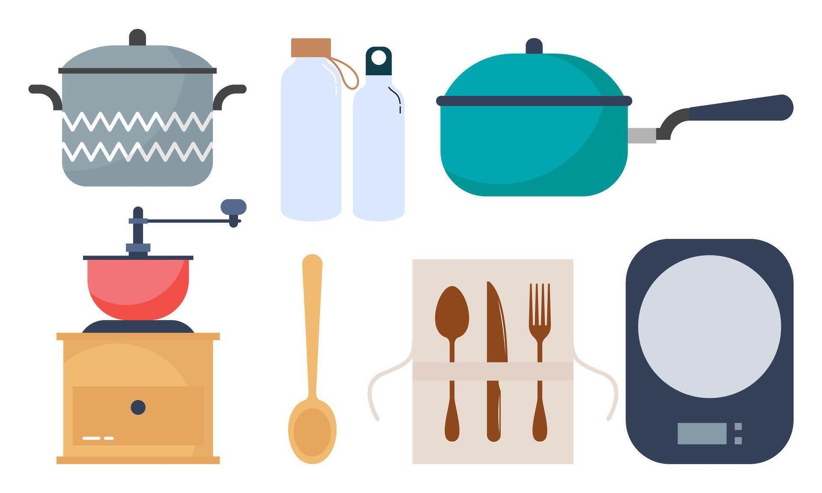 conjunto de cocina equipo icono logo vector