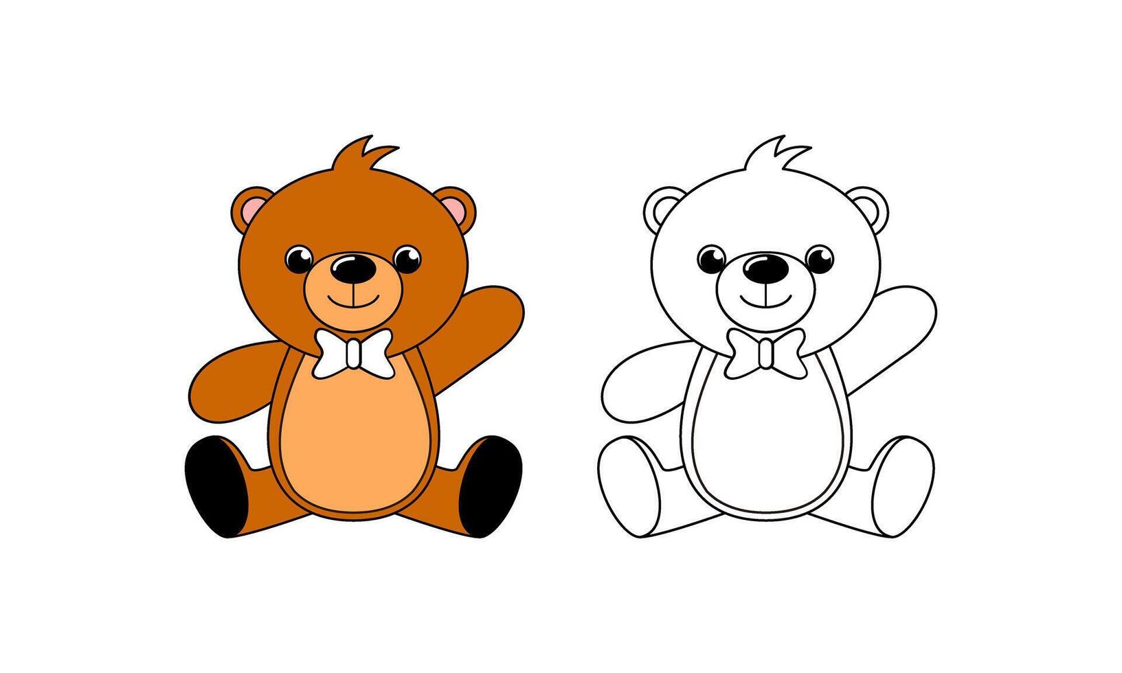 Doodles classic brown teddy bear vector