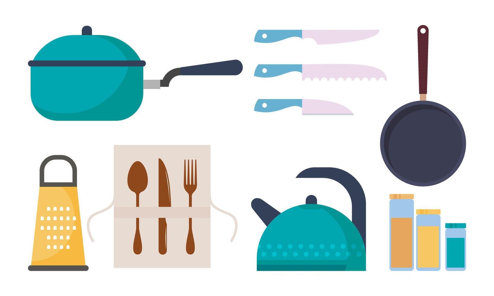 conjunto de cocina equipo icono logo vector
