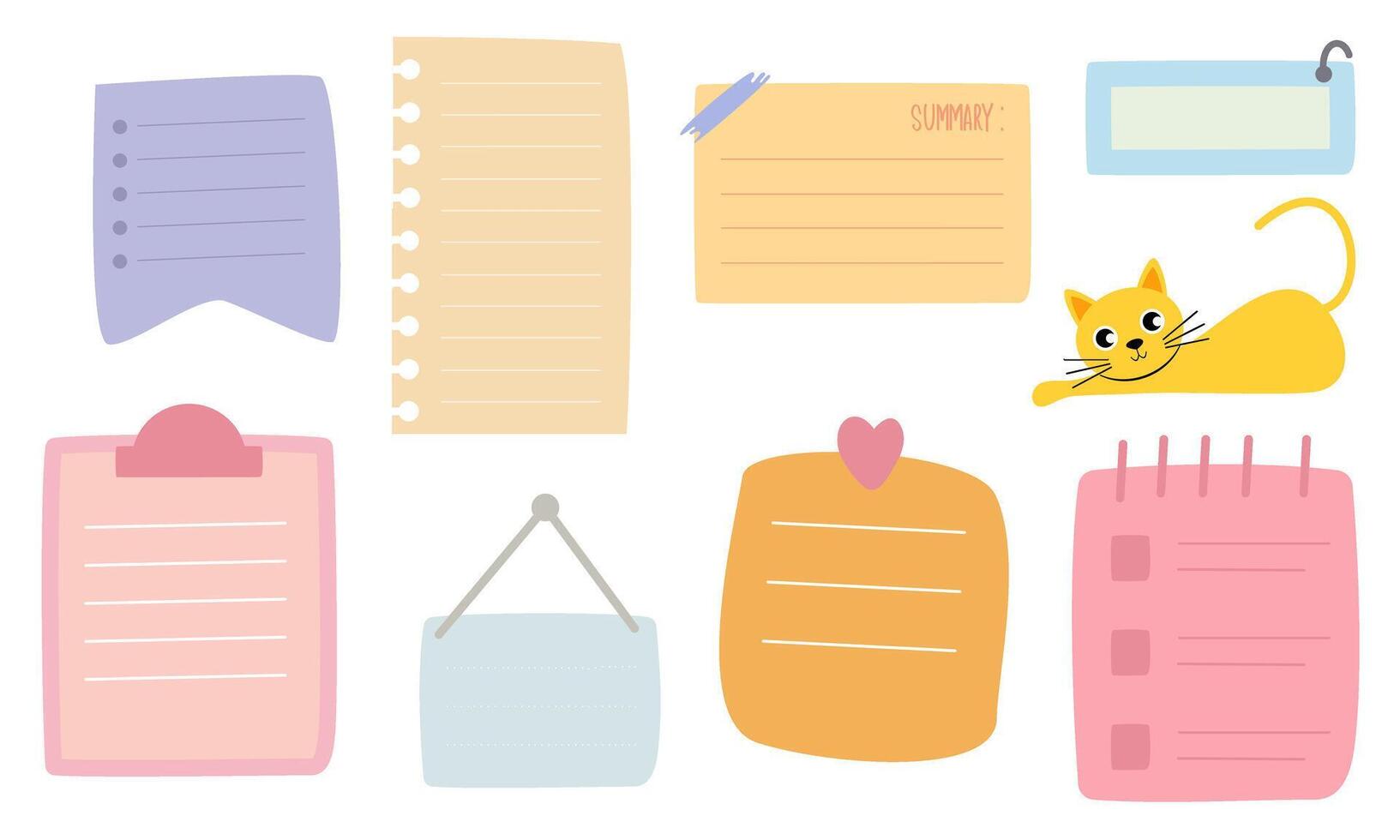 Cute hand drawn planner, journal, notepad, paper vector illustration