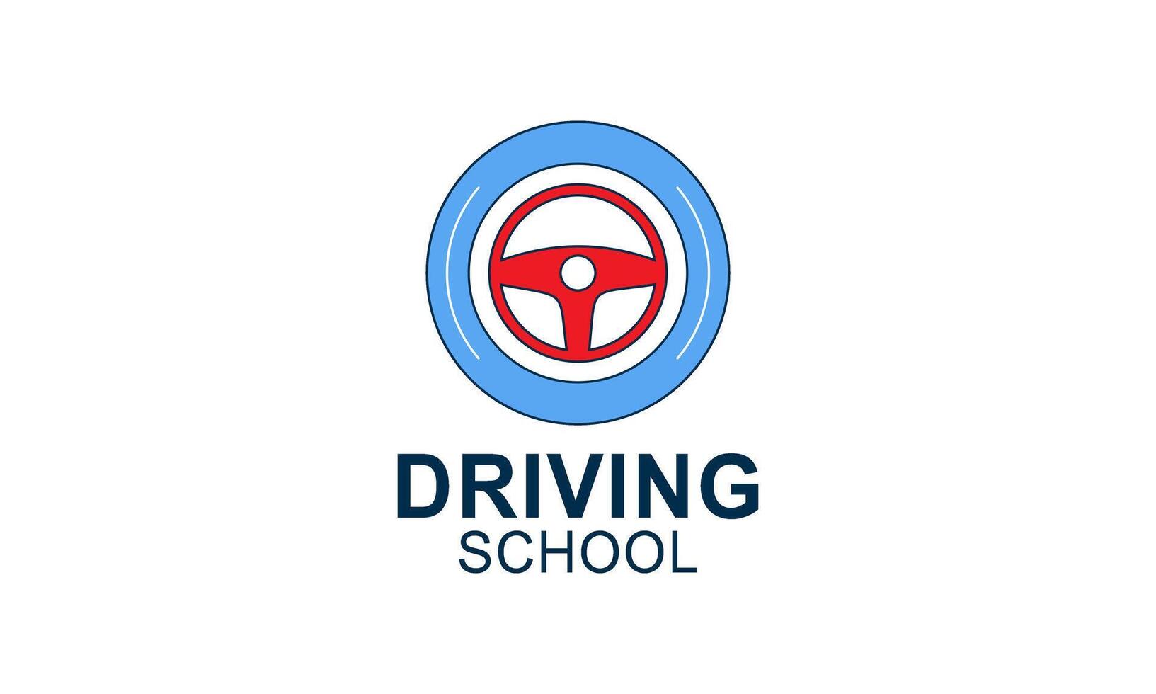 Driving school logo template. Steering wheel logo vector