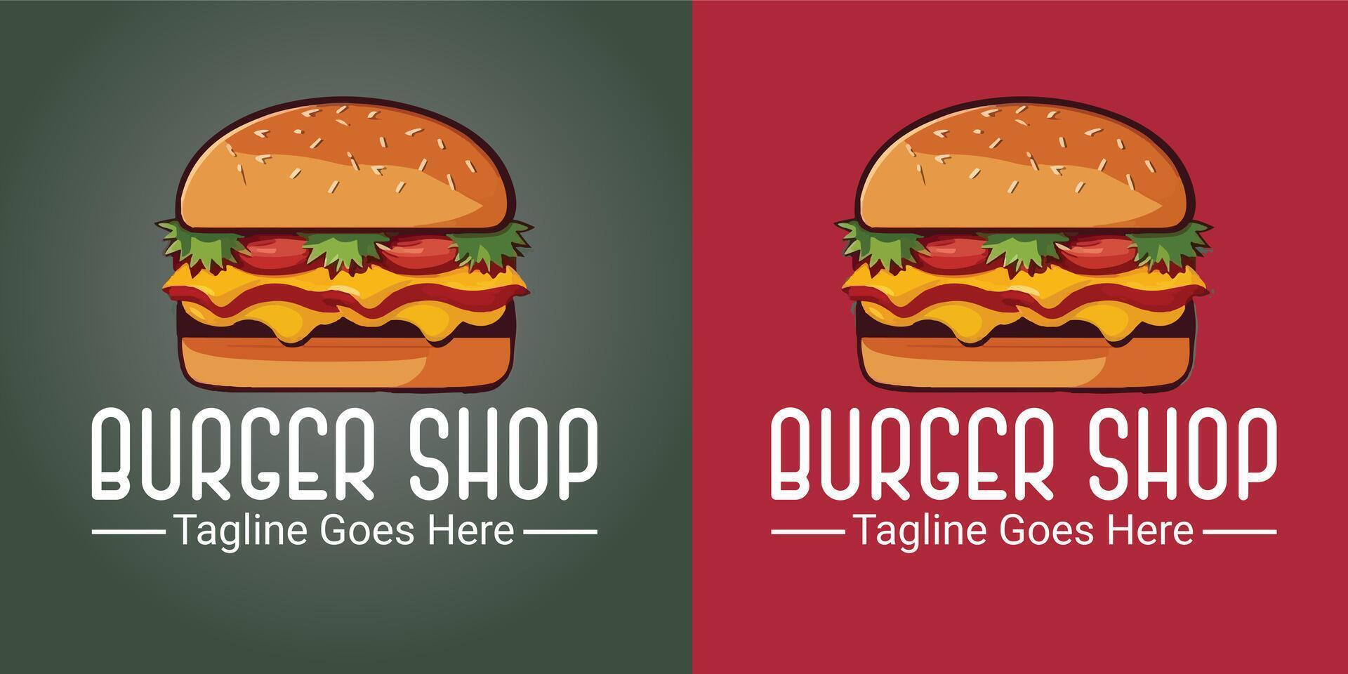 Vector burger shop logo design