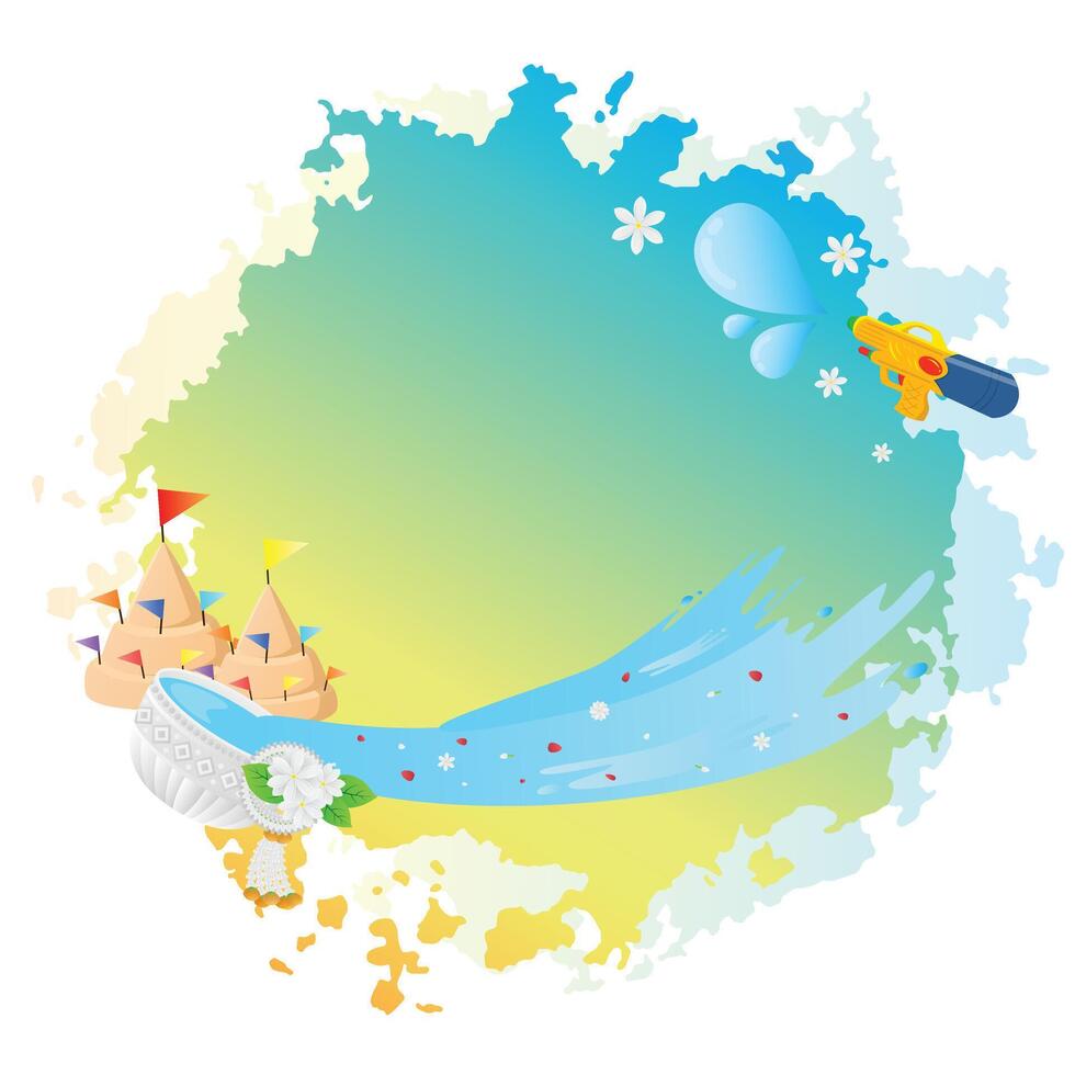 water summer Songkran festival thailand culture border Banner backgroung design vector