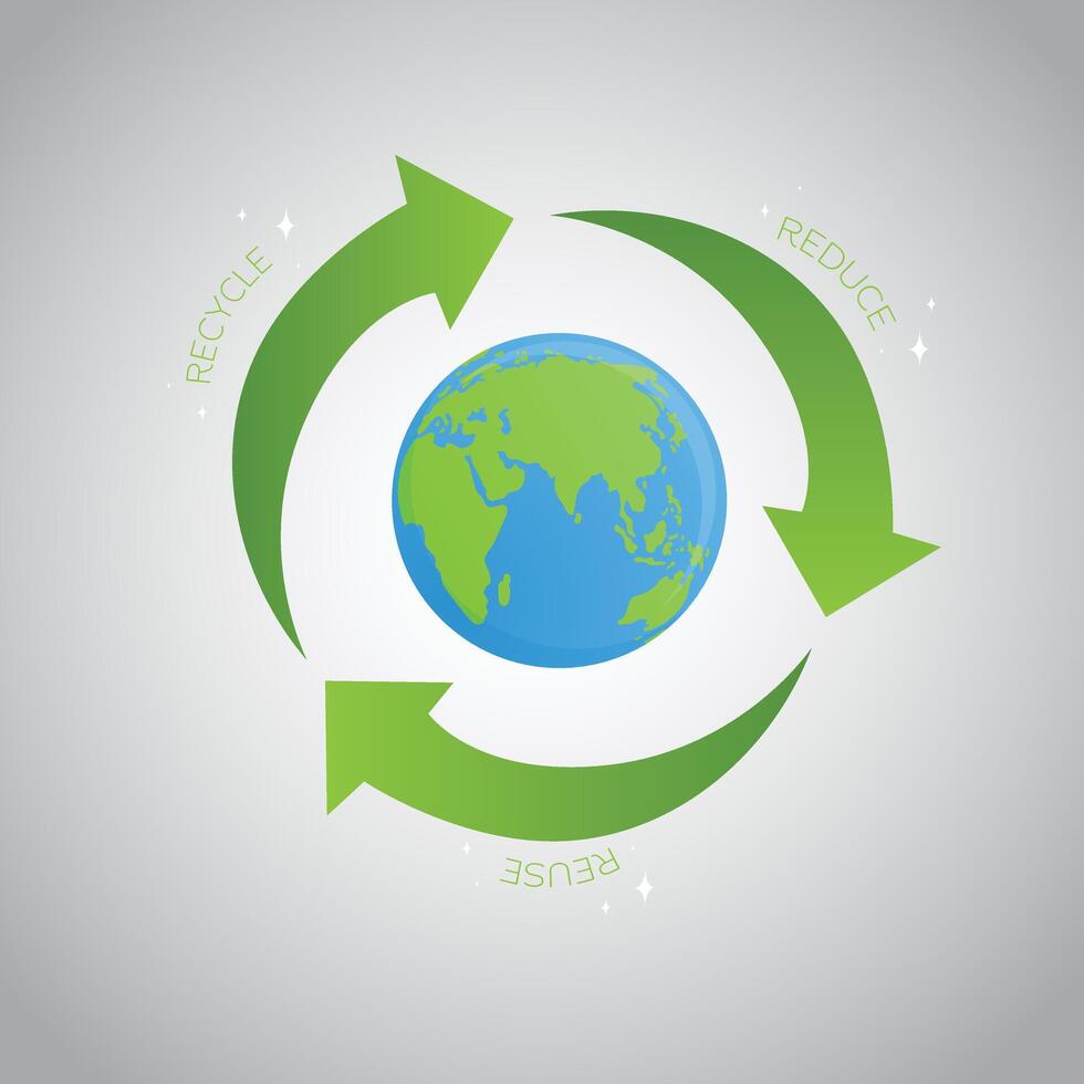 mundo tierra día medio ambiente reciclar reutilizar reducir logo antecedentes diseño vector