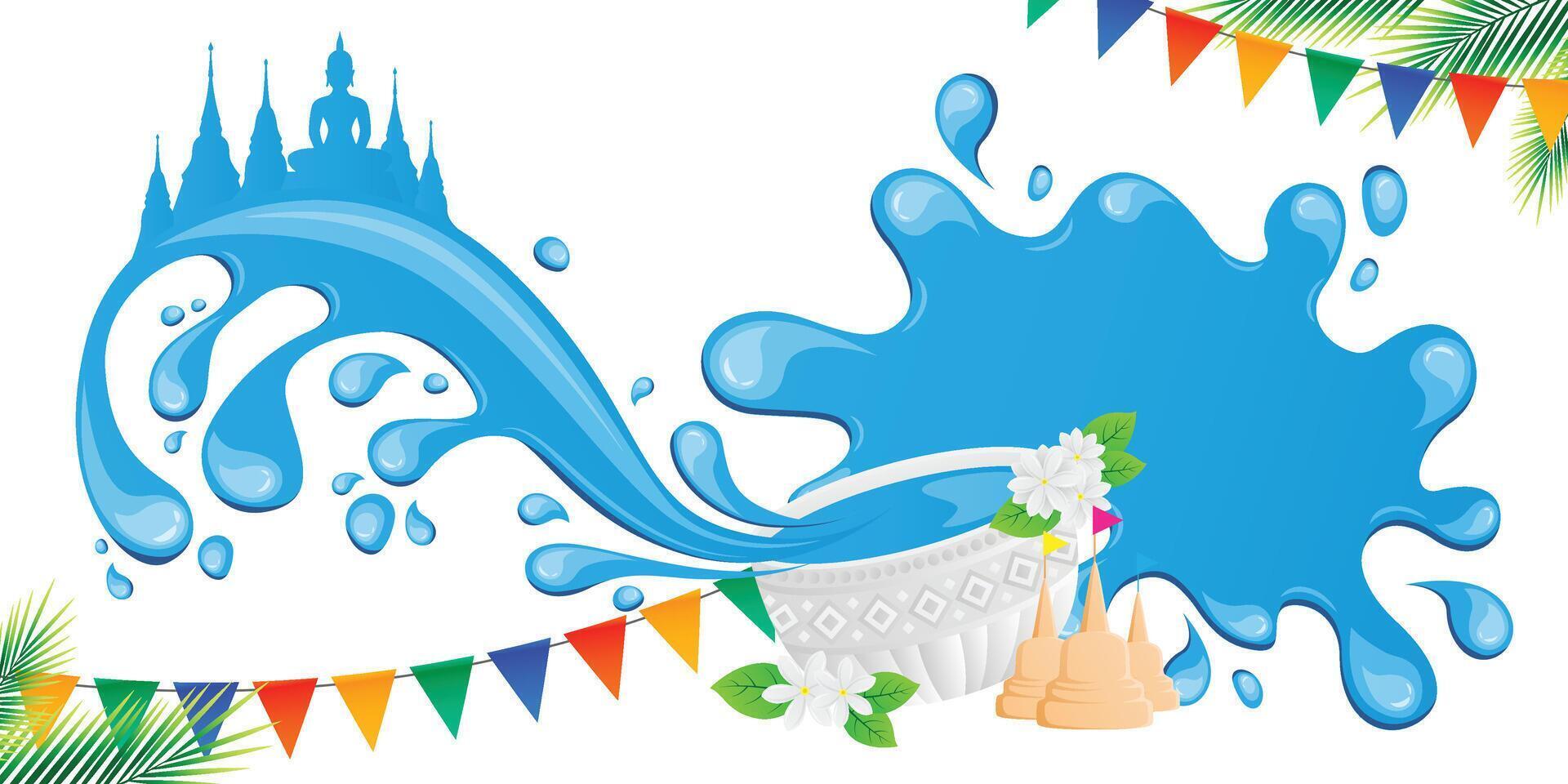 water summer Songkran festival thailand culture Banner backgroung design vector
