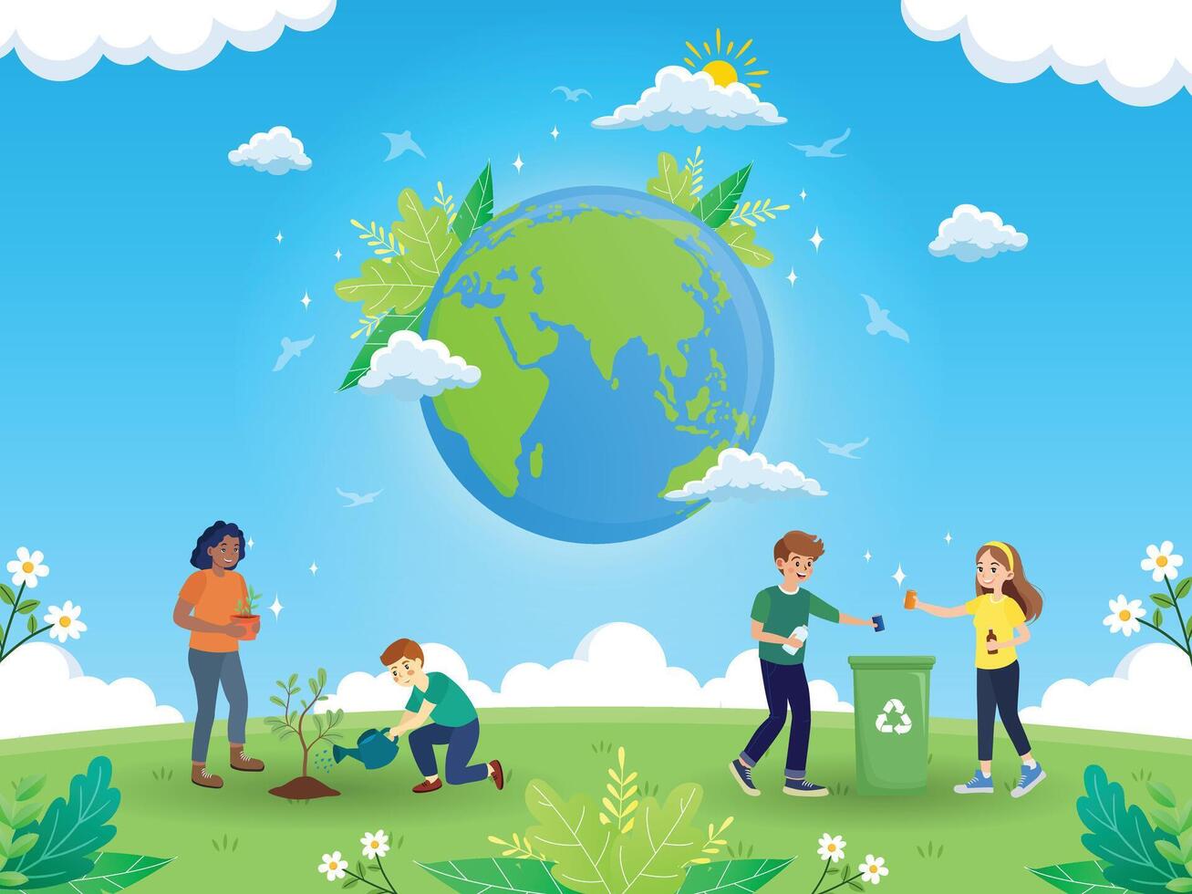 world Earth Day Enviralment Happy Background design vector