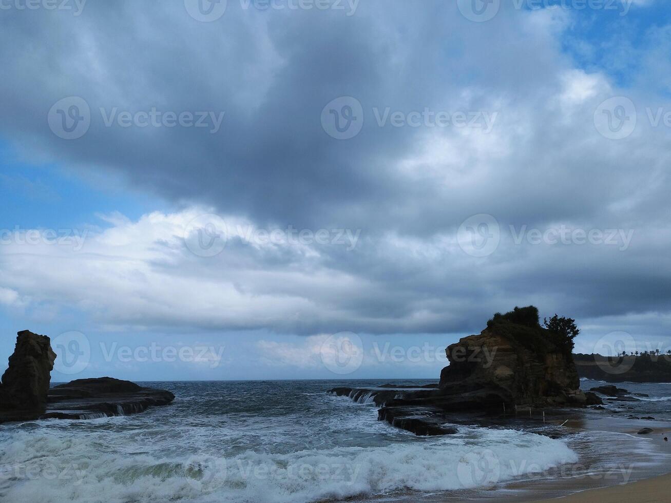 Beautiful beaches in the south of Java Island, Indonesia photo