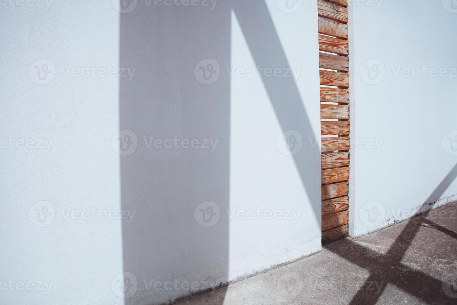 White Wall Divided by Wooden Inserts photo