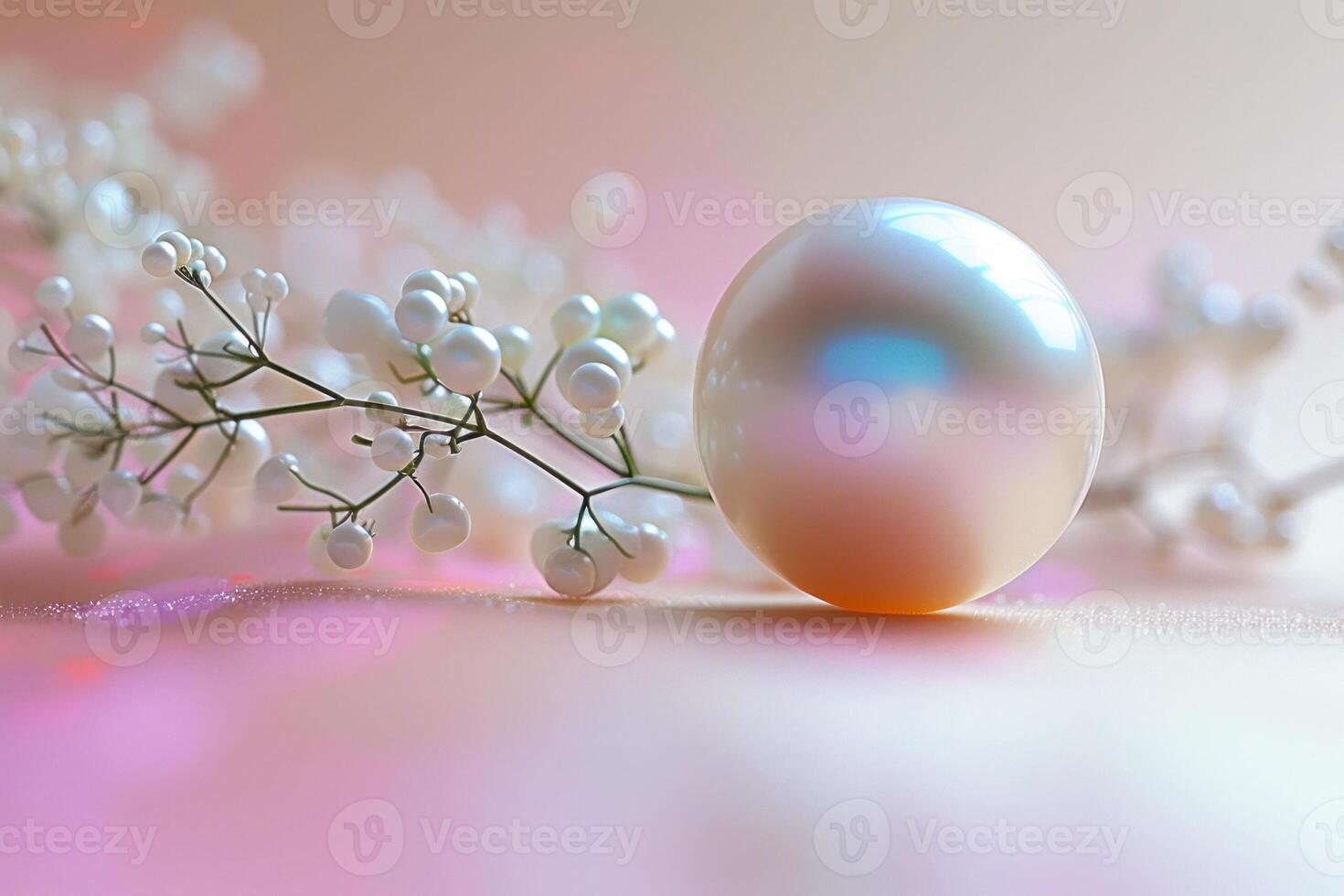 AI generated Shiny Pearl Glowing on Textured Surface photo