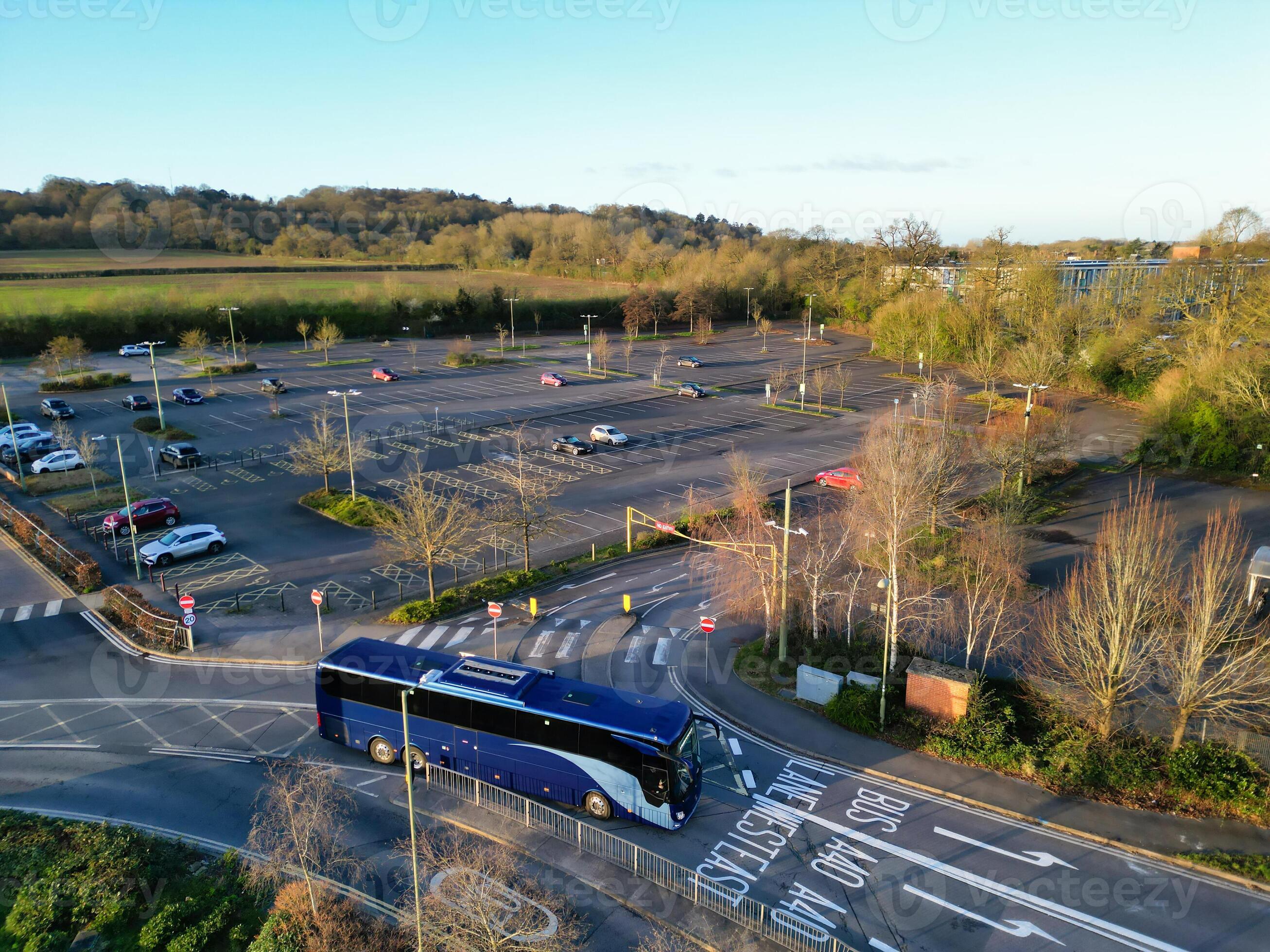 High Angle View of park and ride Bus Station at Thornhill Oxfordshire England United Kingdom