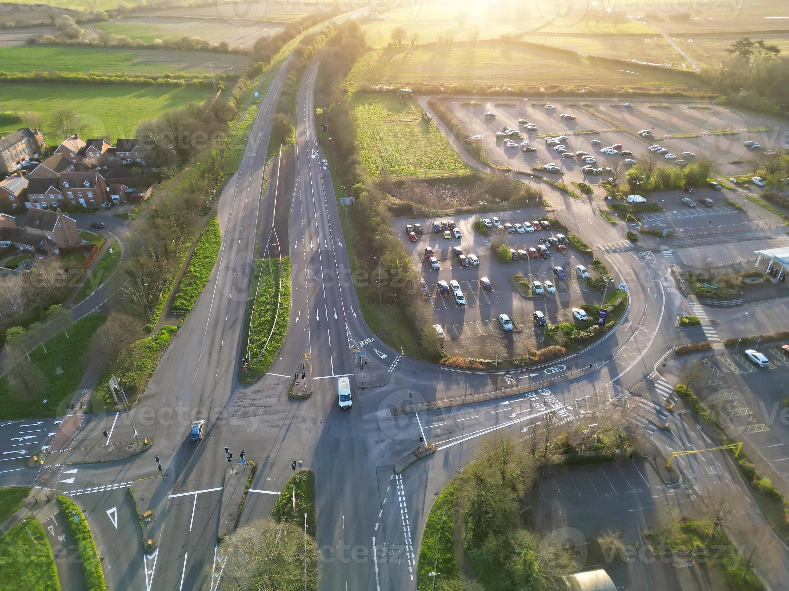 High Angle View of park and ride Bus Station at Thornhill Oxfordshire England United Kingdom