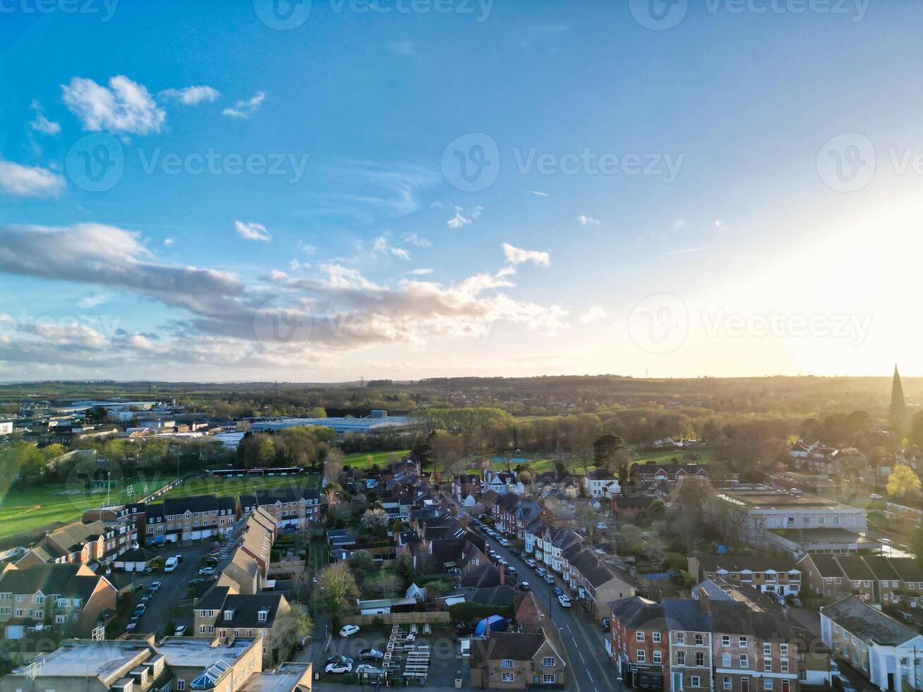 Aerial View of Central Leighton Buzzard Town of England Great Britain. March 29th, 2024 photo