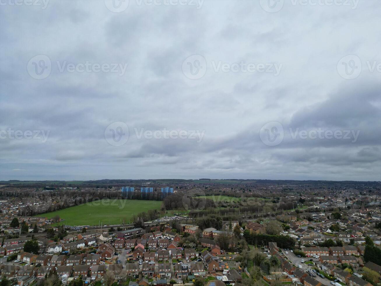 Aerial View of Residential Estate at  North Luton City of England UK. March 19th, 2024 photo