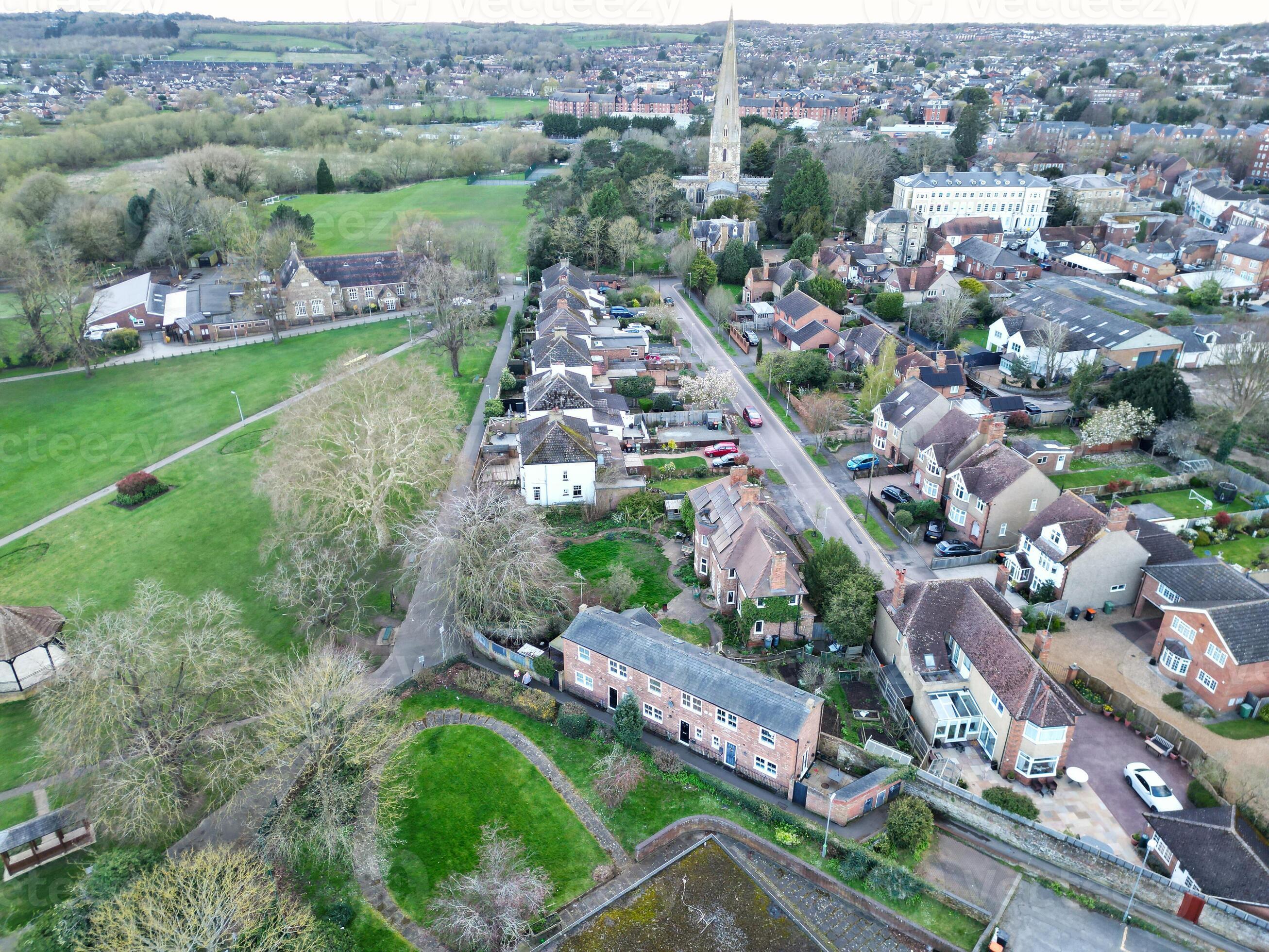 Aerial View of Central Leighton Buzzard Town of England Great Britain ...