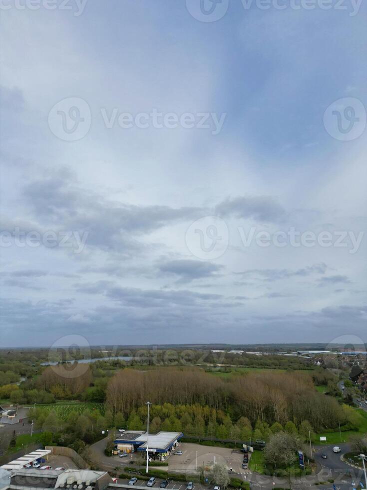 Aerial View of Bedford City of Bedfordshire, England UK During Windy and Cloudy Day. April 5th, 2024 photo