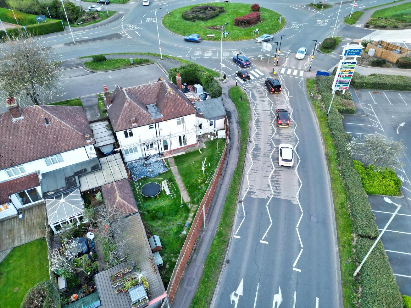 Aerial View of Bedford City of Bedfordshire, England UK During Windy and Cloudy Day. April 5th, 2024 photo