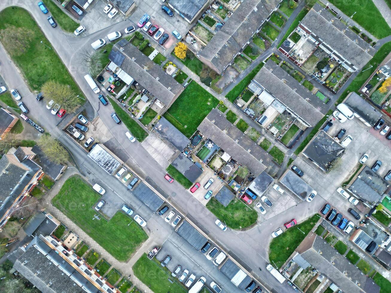 Aerial View of Residential Estate at  North Luton City of England UK. March 19th, 2024 photo