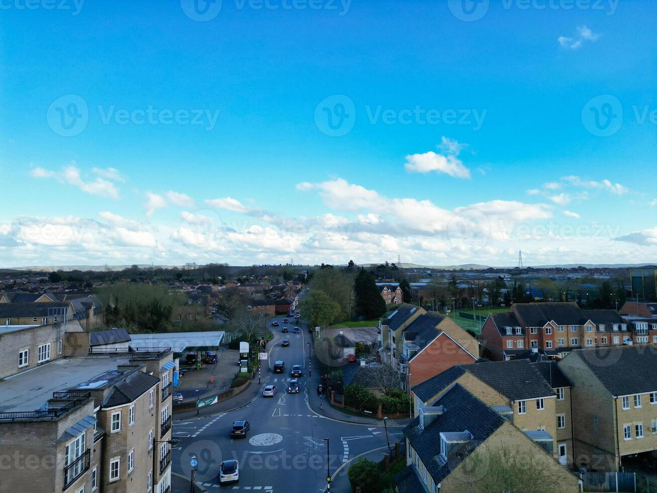 Aerial View of Central Leighton Buzzard Town of England Great Britain. March 29th, 2024 photo