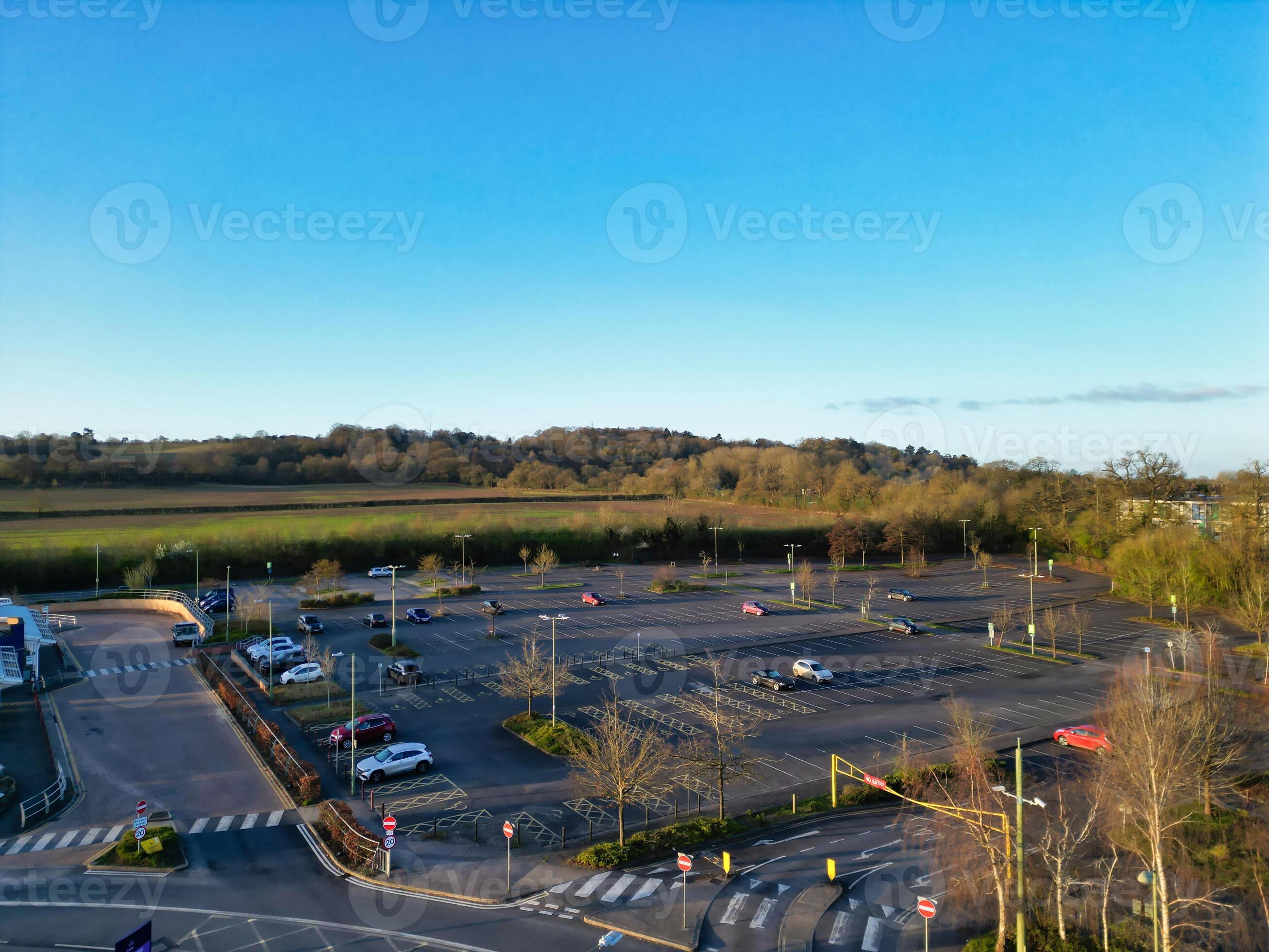 High Angle View of park and ride Bus Station at Thornhill Oxfordshire England United Kingdom