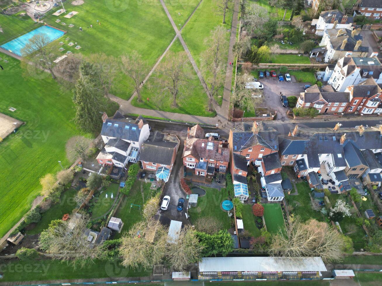 Aerial View of Central Leighton Buzzard Town of England Great Britain. March 29th, 2024 photo