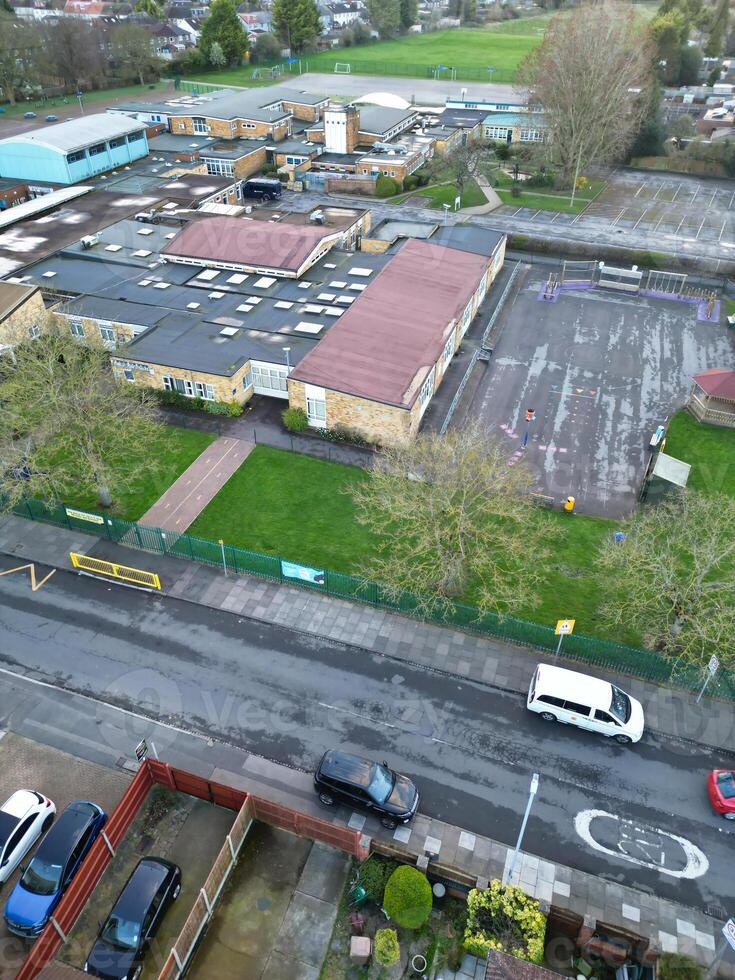 Aerial View of Residential Estate at Luton City of England During Sunset. United Kingdom. March 17th, 2024 photo