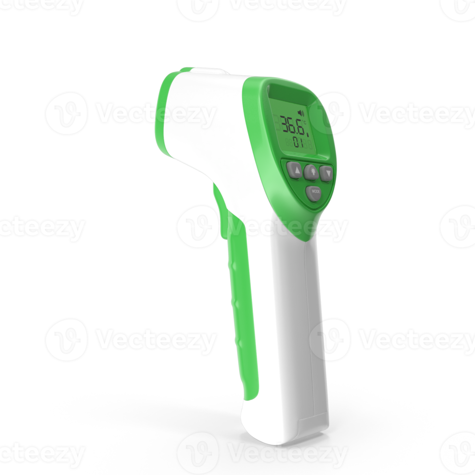 Green and white Digital Medical Thermometer 3D PNG