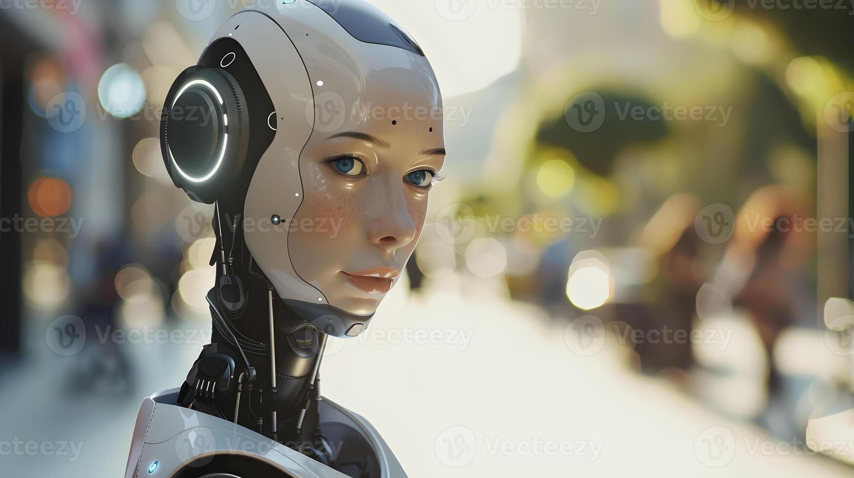 AI generated The robot, the android, is ready to perform work functions. AI Generated photo