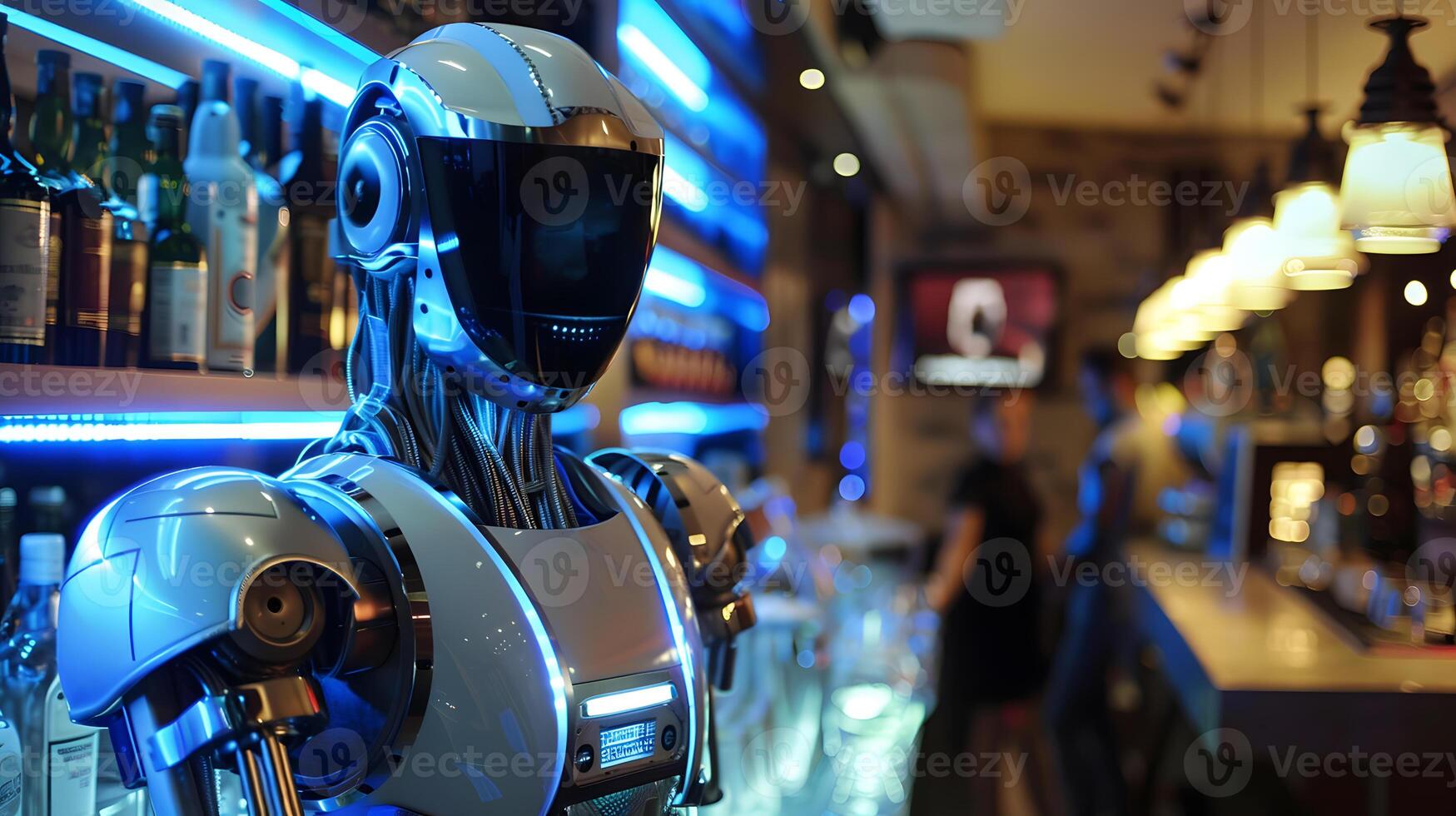 AI generated The robot, the android, is ready to perform work functions. AI Generated photo