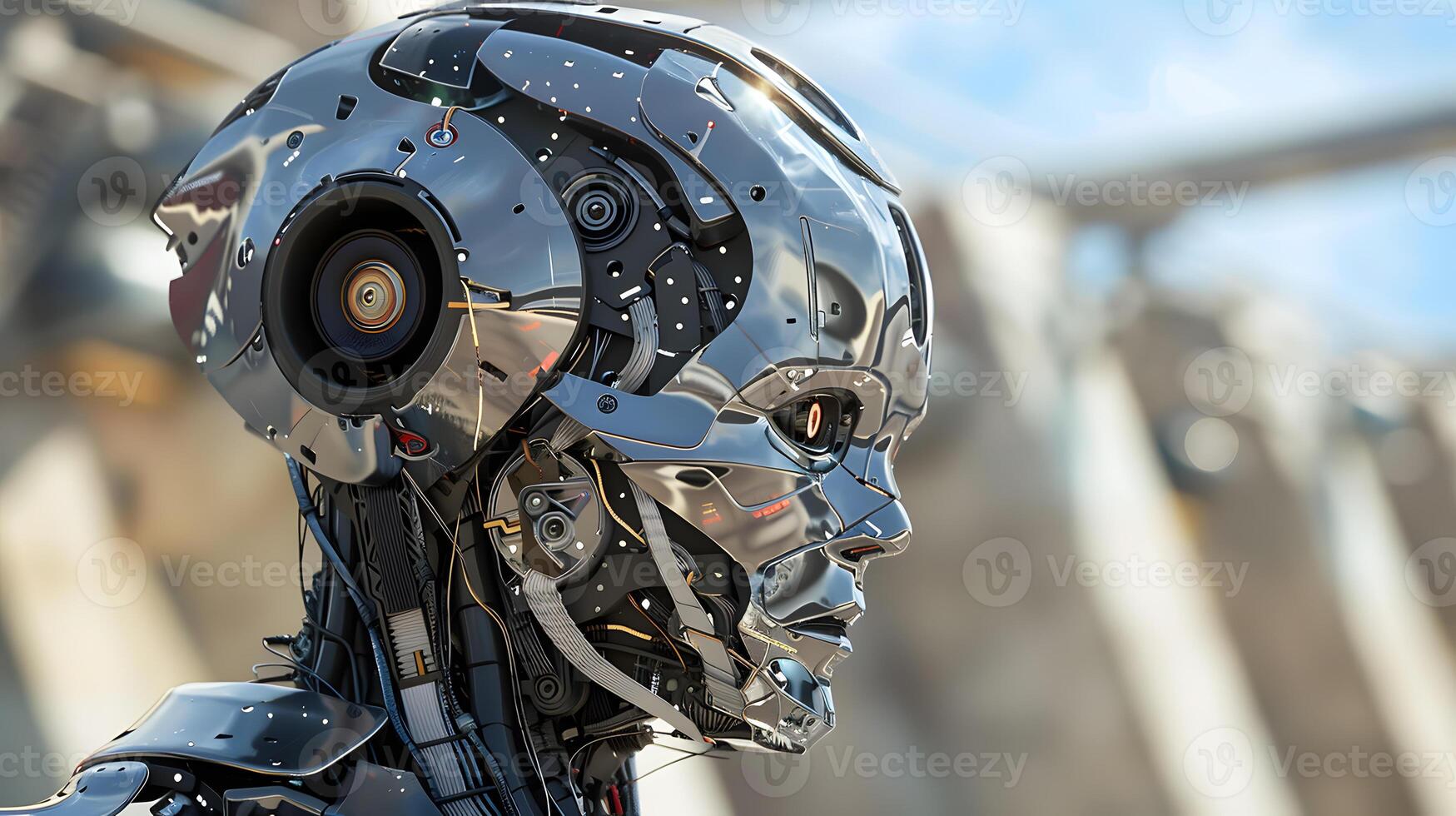 AI generated The robot, the android, is ready to perform work functions. AI Generated photo