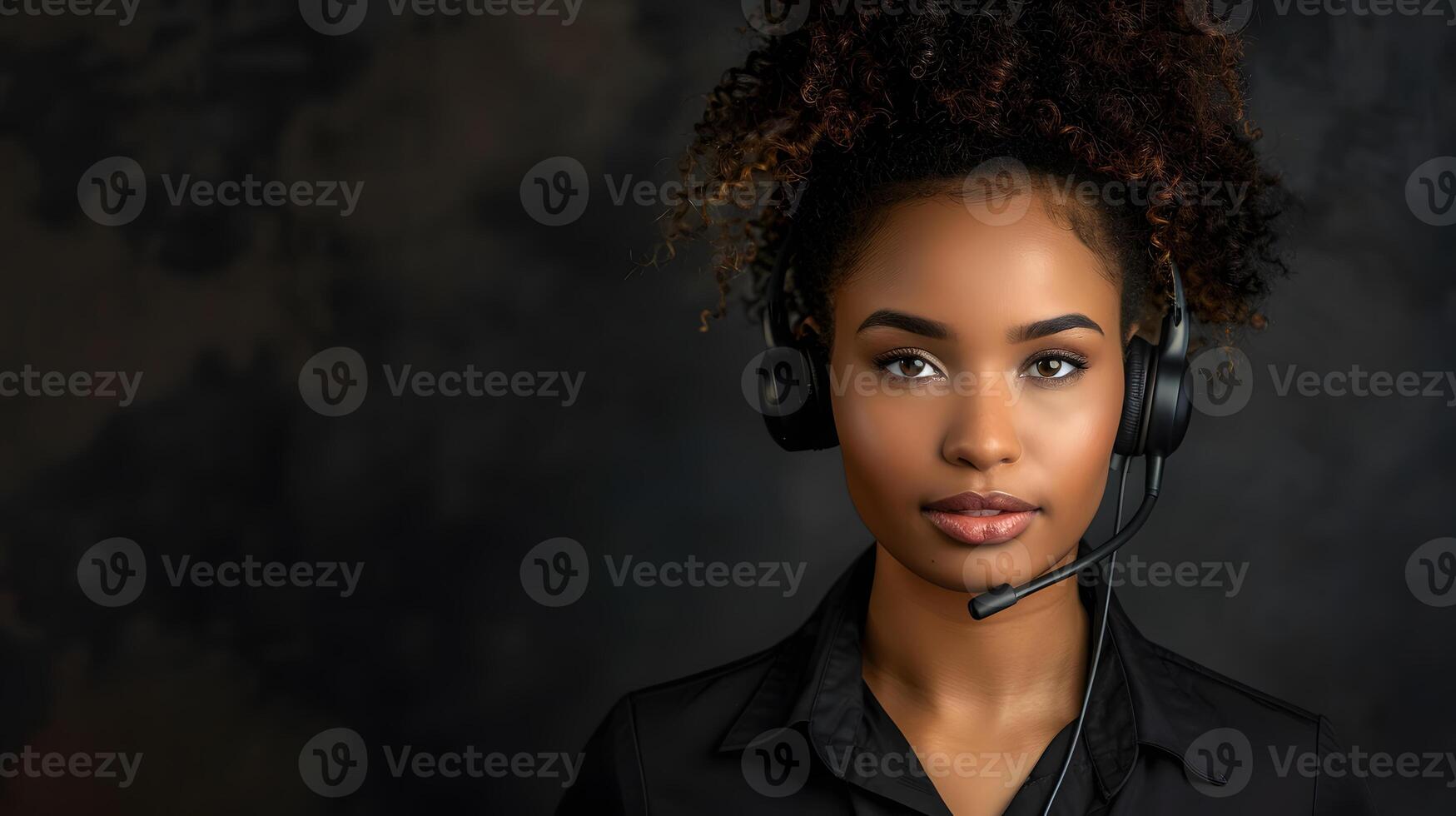 AI generated Portrait of a young woman call center operator. AI Generated photo