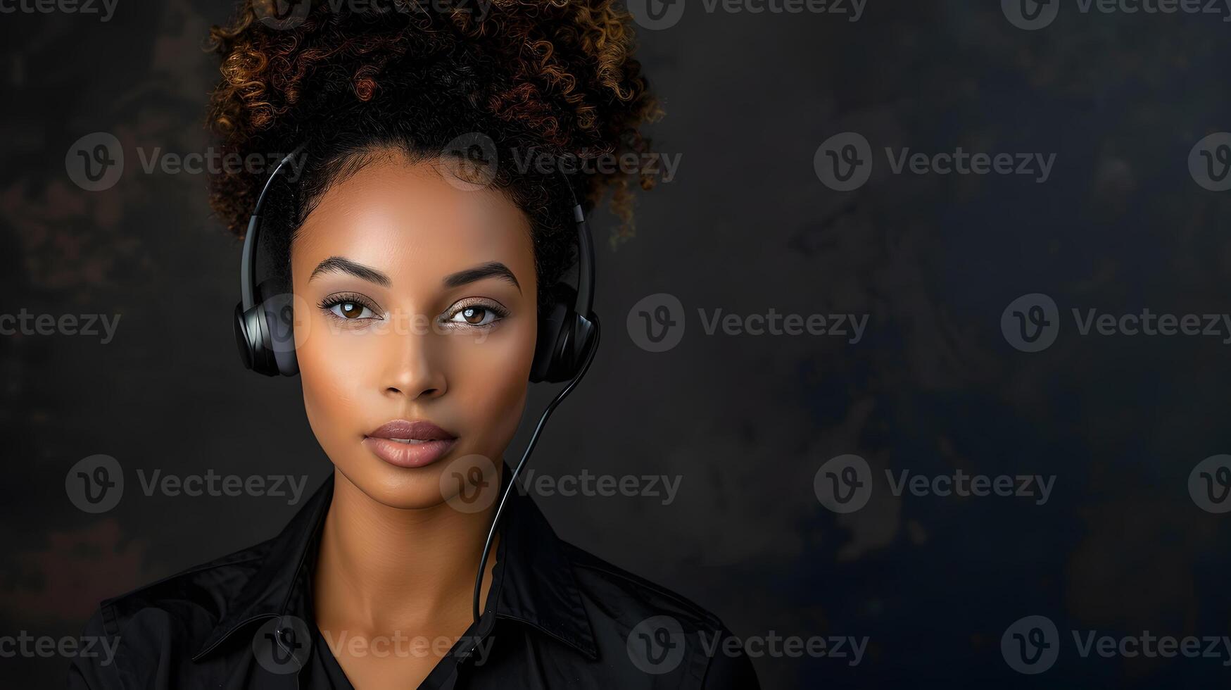 AI generated Portrait of a young woman call center operator. AI Generated photo