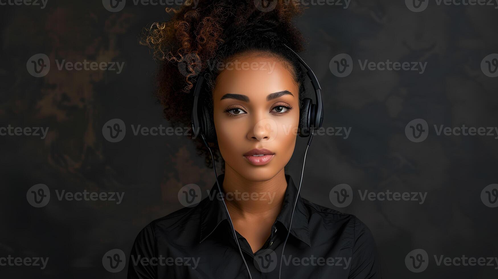 AI generated Portrait of a young woman call center operator. AI Generated photo