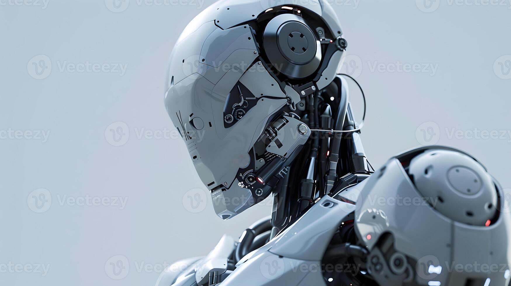 AI generated The robot, the android, is ready to perform work functions. AI Generated photo