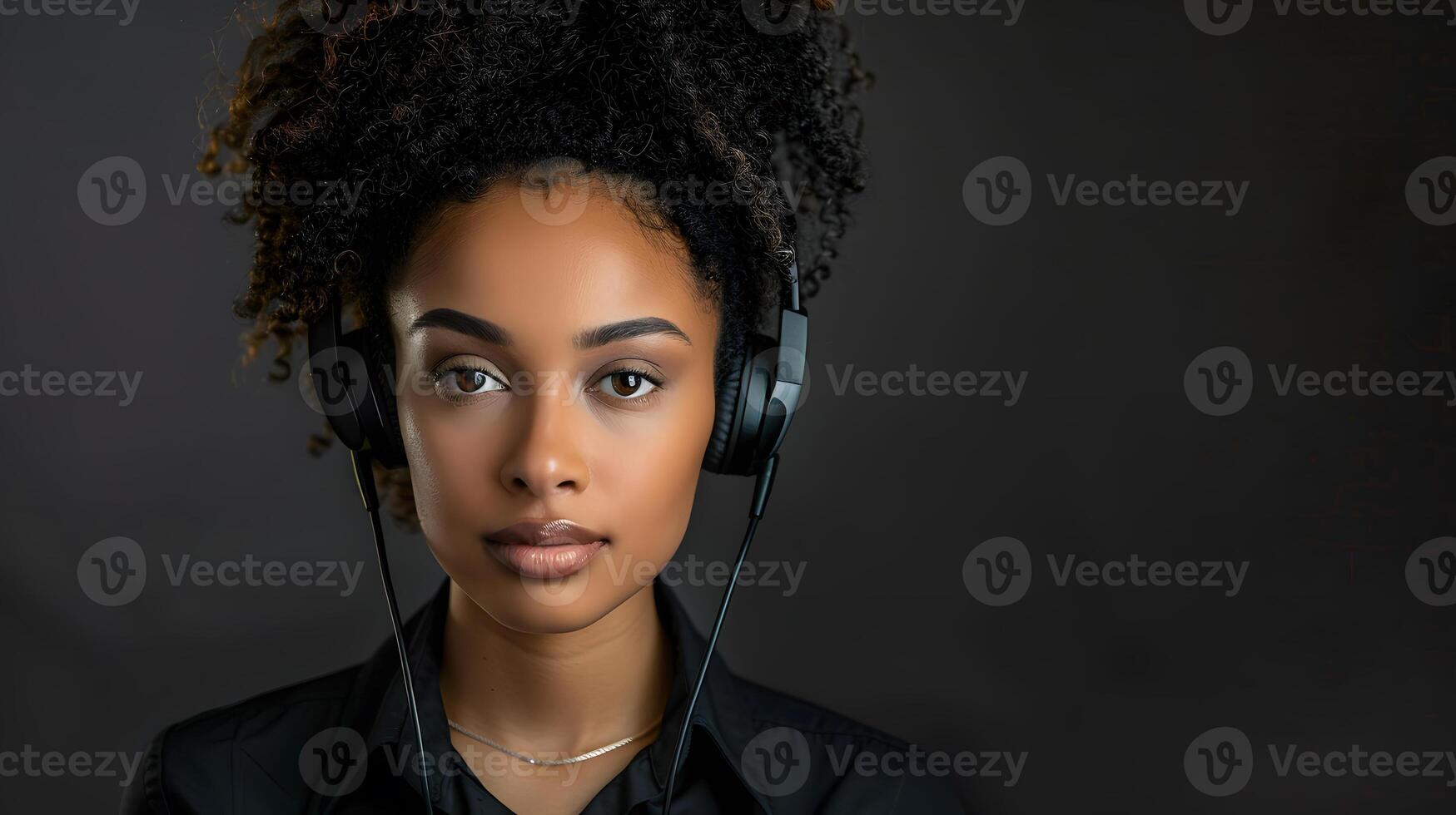 AI generated Portrait of a young woman call center operator. AI Generated photo