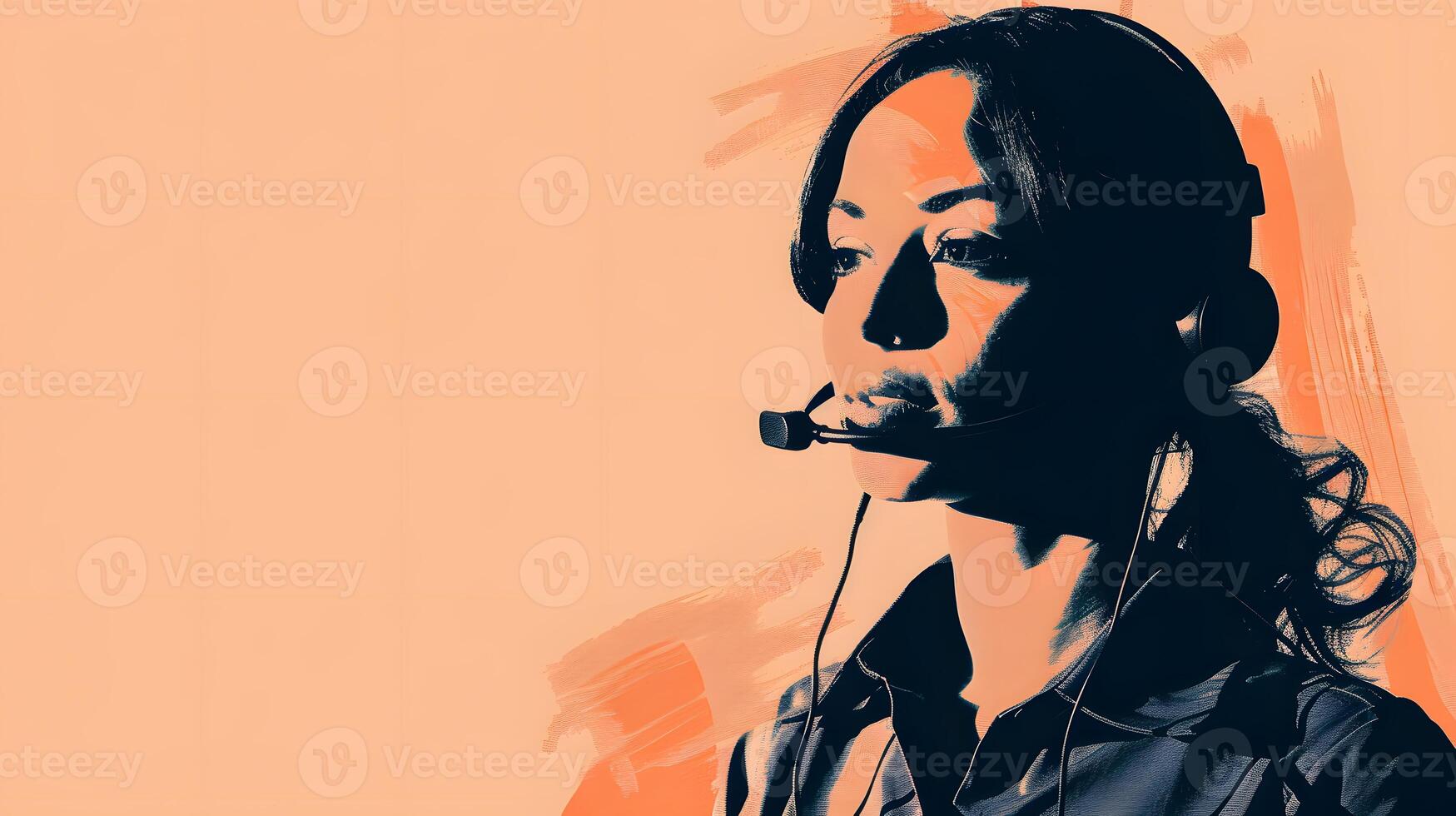 AI generated Portrait of a young woman call center operator. AI Generated photo