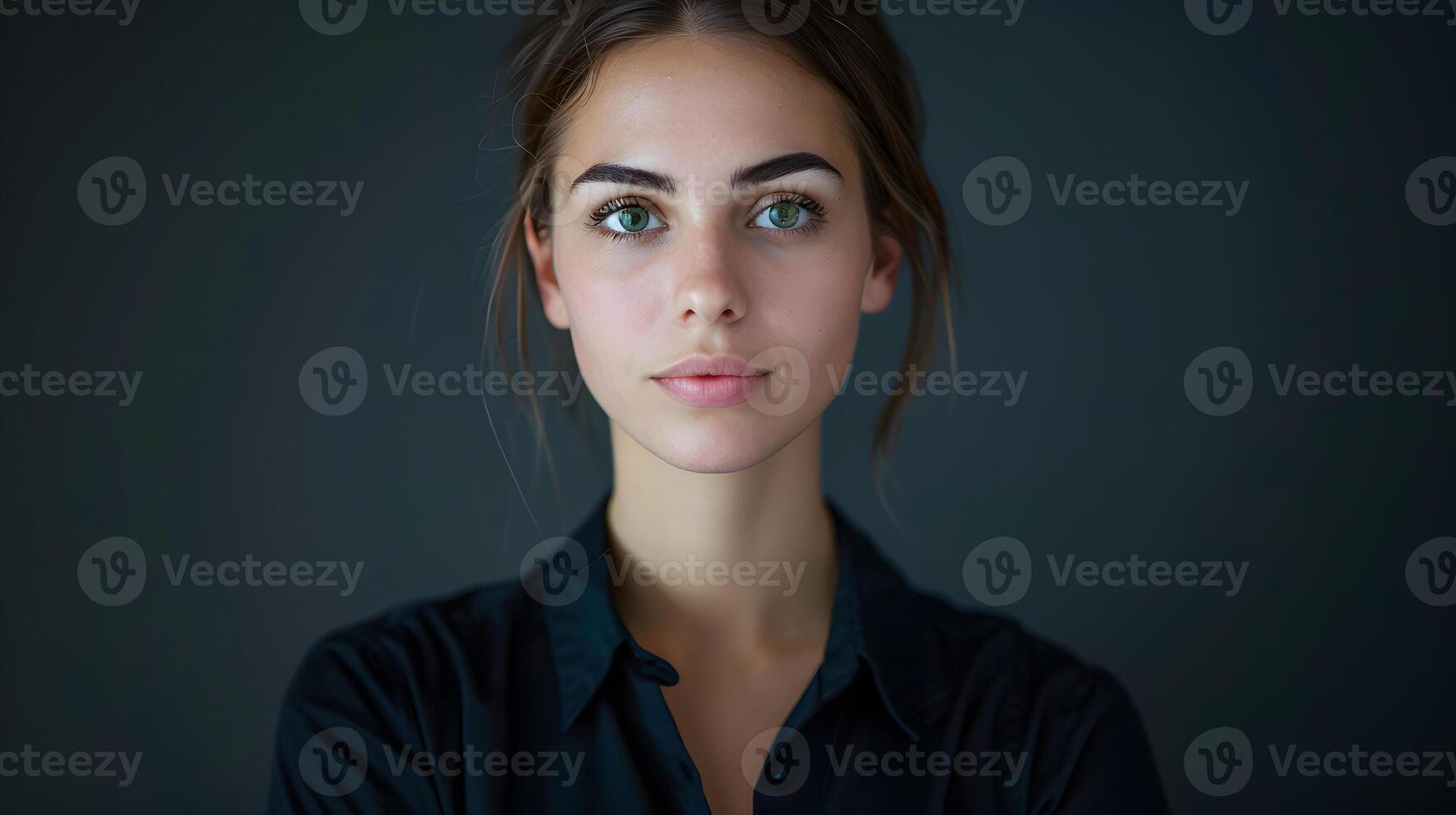 AI generated Portrait of a young woman call center operator. AI Generated photo