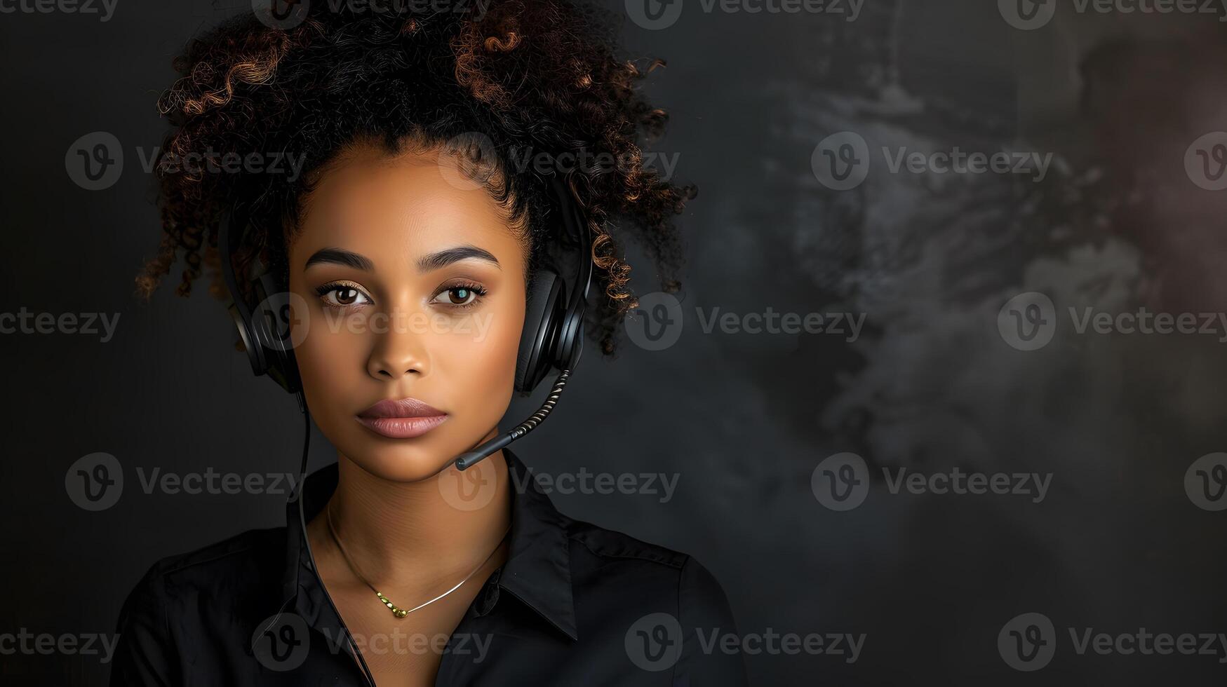AI generated Portrait of a young woman call center operator. AI Generated photo