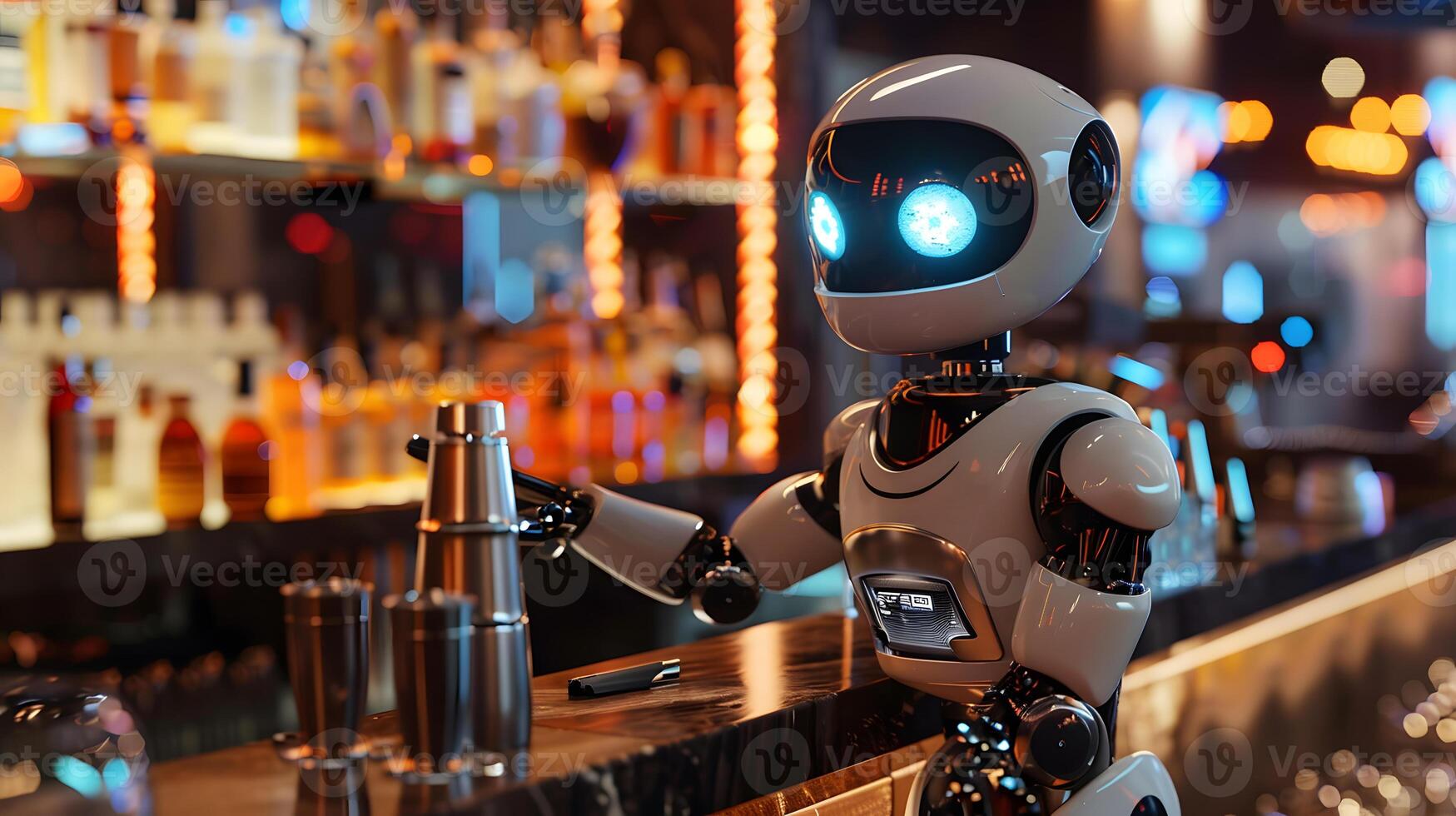 AI generated The robot, the android, is ready to perform work functions. AI Generated photo