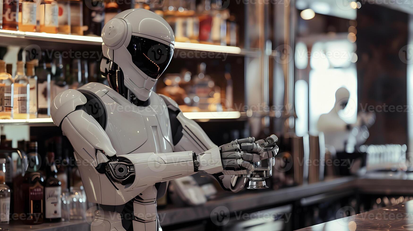 AI generated The robot, the android, is ready to perform work functions. AI Generated photo