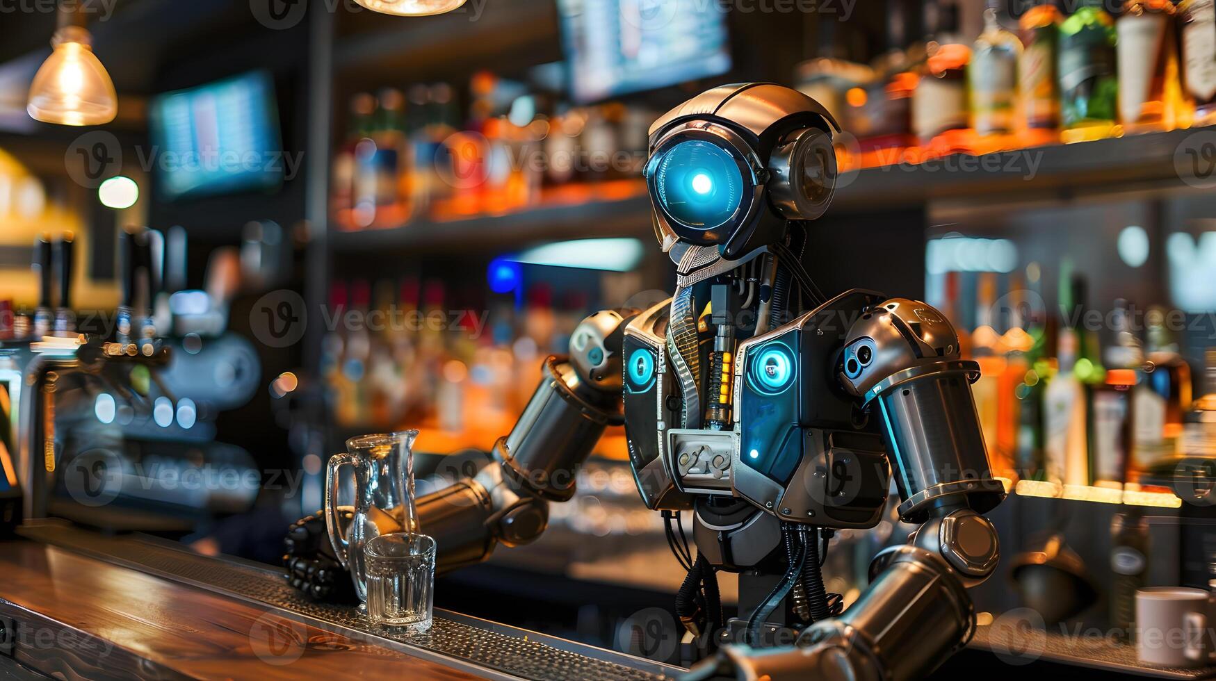 AI generated The robot, the android, is ready to perform work functions. AI Generated photo