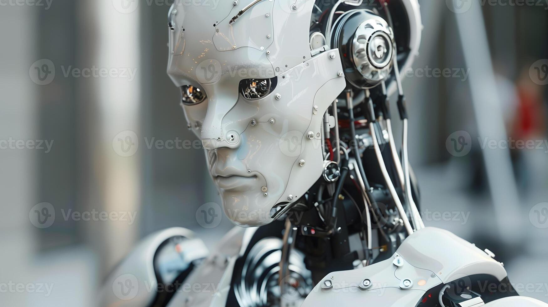 AI generated The robot, the android, is ready to perform work functions. AI Generated photo