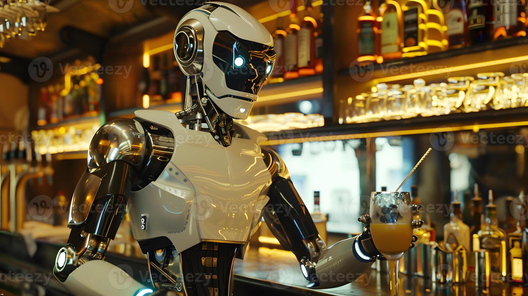 AI generated The robot, the android, is ready to perform work functions. AI Generated photo